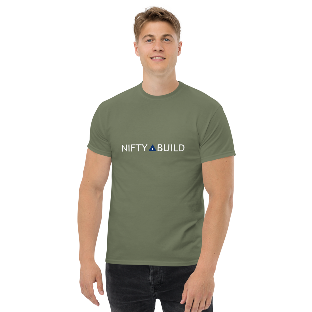 Military green Nifty Build USA logo tee mockup